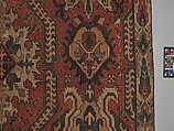 Carpet with Geometricized Floral Design, Wool (warp, weft, and pile); symmetrically knotted pile