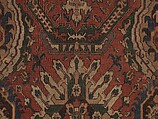 Carpet with Geometricized Floral Design, Wool (warp, weft, and pile); symmetrically knotted pile