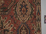 Carpet with Geometricized Floral Design, Wool (warp, weft, and pile); symmetrically knotted pile