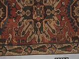 Carpet with Geometricized Floral Design, Wool (warp, weft, and pile); symmetrically knotted pile
