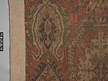 Carpet with Geometricized Floral Design, Wool (warp, weft, and pile); symmetrically knotted pile