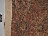 Carpet with Geometricized Floral Design, Wool (warp, weft, and pile); symmetrically knotted pile