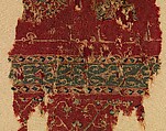 Tapestry-Woven Fragment, Wool; slit-tapestry weave with eccentric wefts