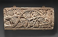 Panel with a Vine Scroll with Grapes, Limestone; carved