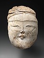 Head of a Central Asian Figure, Gypsum plaster; modeled, carved