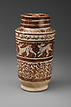 Apothecary Jar with Running Hares and a Dog, Stonepaste; luster-painted on opaque white glaze