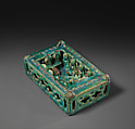 Model of a House with Festive Scene, Stonepaste; molded, modeled, glazed in transparent turquoise