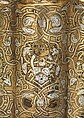Ewer, Brass; raised, repoussé, inlaid with silver and a black compound