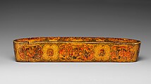 Lacquer Pen Box with Royal Audience Scenes, Papier-mache; painted and lacquered