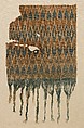 Textile Fragment, Cotton; plain weave, resist-dyed (ikat), embroidered