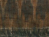 Textile Fragment, Cotton; plain weave, resist-dyed (ikat), embroidered