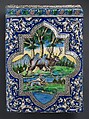 Qajar Dado Tile, Stonepaste; polychrome painted under transparent glaze