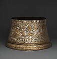 Candlestick Base, Brass; engraved and inlaid with silver