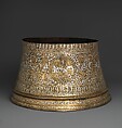 Candlestick Base, Brass; engraved and inlaid with silver