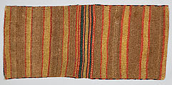 Double Saddle Bag (Khorjin), Wool (warp, ground weft, and sumak weft) and goat(?) hair (black braided loop); sumak extra-weft wrapping and slit tapestry (kilim) weave (front); weft-faced plain weave with pattern in supplementary continuous weft and braided loop closures (back)