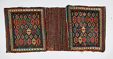 Complete Double Saddle Bag (Khorjin), Wool; sumak brocaded (fronts), tapestry weave (backs)