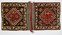 Double Saddle Bag (Khorjin), Wool; pile weave (front), doublecloth, tapestry weave (back), sumak brocaded
