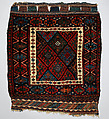 Face of Half of Double Saddle Bag (Khorjin), Wool; pile weave, asymmetrically knotted pile, tapestry weave, brocaded