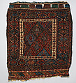 Face of Half of Double Saddle Bag (Khorjin), Wool; pile weave, asymmetrically knotted pile, tapestry weave, brocaded