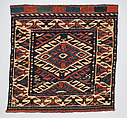 Face of Half a Double Saddle Bag (Khorjin), Wool (warp, sumak weft, and tapestry weft); sumak simple weft wrapping (no ground weft) and tapestry (kilim) with slits for closure