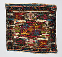 Face of Half a Double Saddle Bag (Khorjin), Wool (warp, ground weft, and sumak weft); sumak extra-weft wrapping and border pattern in complementary weft weave