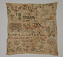 Sampler, Cotton?; embroidered