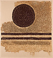 Fragment of a Cover or Blanket with Interlace Roundel and Stripes, Linen, wool