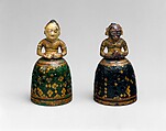 Pawn in the Form of an Indian Lady, Ivory; painted, gilded, and lacquered