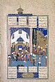 "Zahhak is Told His Fate", Folio 29v from the Shahnama (Book of Kings) of Shah Tahmasp, Abu&#39;l Qasim Firdausi (Iranian, Paj ca. 940/41–1020 Tus), Opaque watercolor, ink, silver, and gold on paper