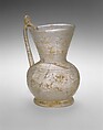 Ewer with Birds and Animals, Glass, colorless; blown, folded foot, applied handle, cut
