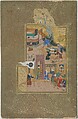 "Funeral Procession", Folio 35r from a Mantiq al-Tayr (Language of the Birds), Sultan &#39;Ali al-Mashhadi (Iranian, Mashhad 1453–1520 Mashhad), Opaque watercolor, silver, and gold on paper