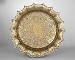 Basin with Figural Imagery, Brass; raised, engraved, and inlaid with silver and gold