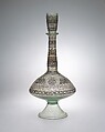 Bottle, Glass; free blown, enameled, and gilded