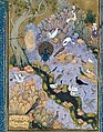 "The Concourse of the Birds", Folio 11r from a Mantiq al-Tayr (Language of the Birds), Painting by Habiballah of Sava (Iranian, active ca. 1590–1610), Ink, opaque watercolor, gold, and silver on paper