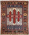 Carpet with Double-Ended Triple Niche, Wool (warp, weft, and pile); symmetrically knotted pile