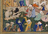 "Allegory of Worldly and Otherworldly Drunkenness", Folio from the Divan of Hafiz, Hafiz (Iranian, Shiraz ca. 1325–1390 Shiraz), Opaque watercolor, ink, and gold on paper
