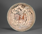 Bowl, Abu Zayd al-Kashani (Iranian), Stonepaste; polychrome inglaze and overglaze painted on opaque monochrome glaze (mina'i)