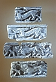 Fragments of a Frieze with Chasing Animals, Stucco; molded and carved