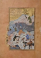 "The Anecdote of the Man Who Fell into the Water", Folio 44r from a Mantiq al-Tayr (Language of the Birds), Sultan &#39;Ali al-Mashhadi (Iranian, Mashhad 1453–1520 Mashhad), Opaque watercolor, silver, and gold on paper
