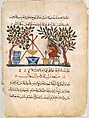 "Physician Preparing an Elixir", Folio from a Materia Medica of Dioscorides, &#39;Abdullah ibn al-Fadl, Ink, opaque watercolor, and gold on paper