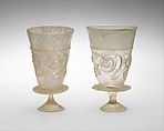 Goblets with Applied Decoration, Glass, colorless; blown, applied decoration