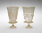 Goblet with Applied Decoration, Glass, colorless; blown, applied decoration