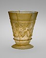 Beaker with Relief-cut Decoration, Glass, colorless; blown, cut