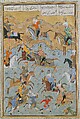 "Battle between Alexander and Darius", Folio 279 from a Khamsa (Quintet) of Nizami of Ganja, Nizami (present-day Azerbaijan, Ganja 1141–1209 Ganja), Ink, opaque watercolor, and gold on paper