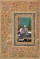 "Haji Husain Bukhari", Folio from the Shah Jahan Album, Ink, opaque watercolor, and gold on paper