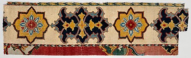 Carpet Fragment, Cotton and silk (foundation), wool (pile); asymmetrically knotted pile