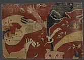 Fragment of an Animal Carpet, Cotton (warp and weft), wool (pile); asymmetrically knotted pile