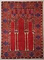 Prayer Rug with Triple Arch Design, Wool (warp, weft, and pile); symmetrically knotted pile