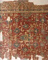 Carpet with Chintimani Border and Lotus Design, Animal hair (warp and weft), wool (pile); asymmetrically knotted pile