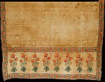 Sash (<Patka>) with a Floral Border, Cotton, silk; plain weave, embroidered